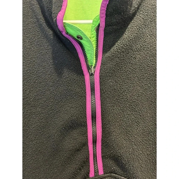Vintage Men’s Gap Arctic Fleece Reversible Zip Up L Neon Green Black 90s‎ Y2k - Picture 12 of 13